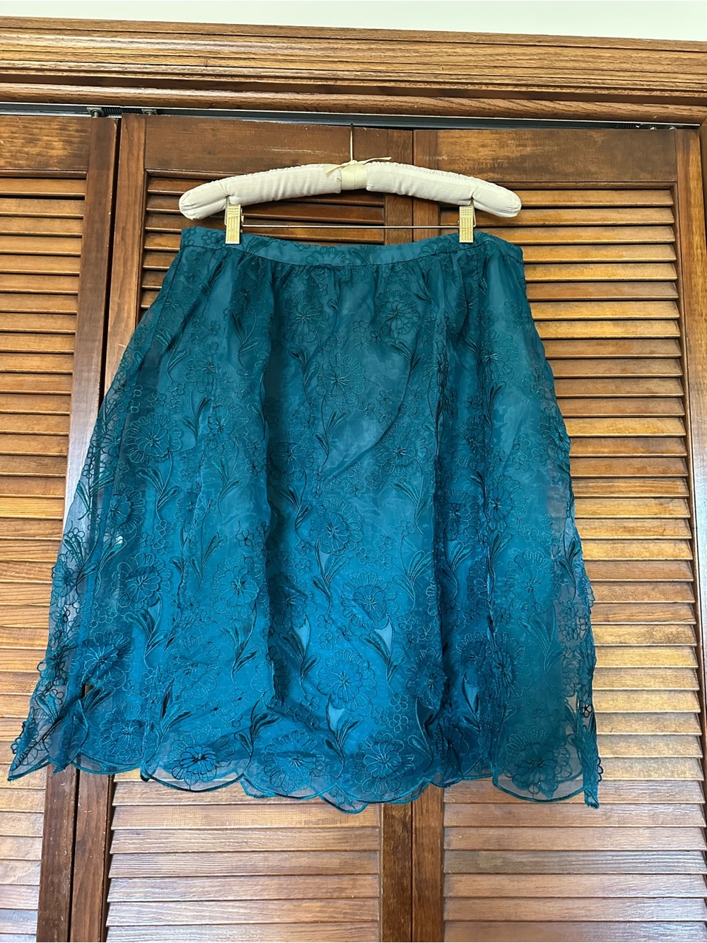 Yoana Baraschi for Anthropologie Blossomed Aubrieta lace teal skirt size 14 - Picture 5 of 13